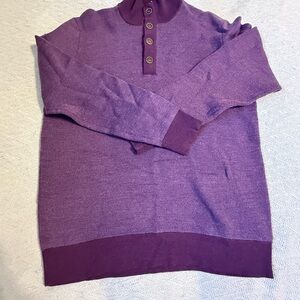 UNTUCKit Men's Two-Tone Purple Merino Wool Button-Neck Sweater